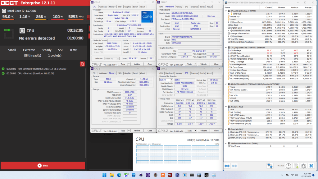 SkatterBencher #68: Intel Core i7-14700K Overclocked to 6200 MHz