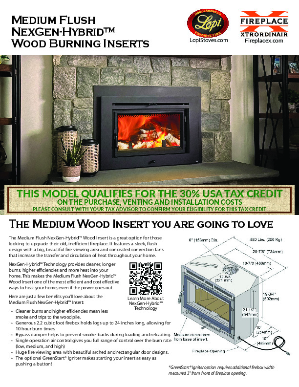 Lopi Medium Flush Wood NexGen-Hybrid™ Arch Insert - Hearth Appliances