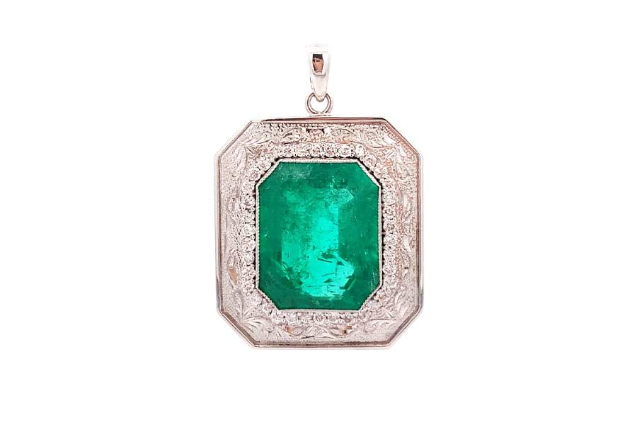 Pt900×コロンビアエメラルド×ダイヤモンドペンダントトップ コロンビア