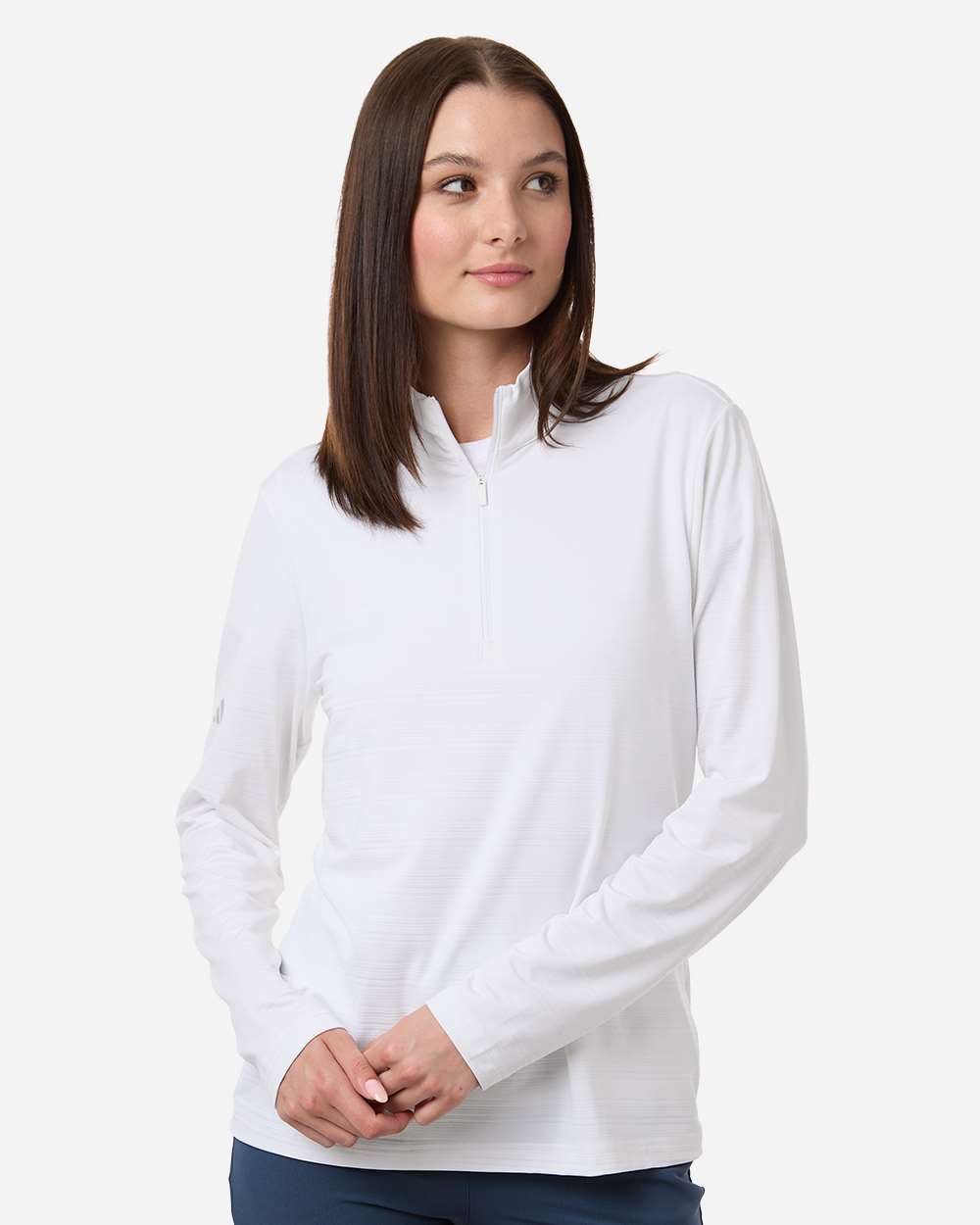 adidas A709 Women's Textured Stripe 1/4-Zip Pullover | S&S