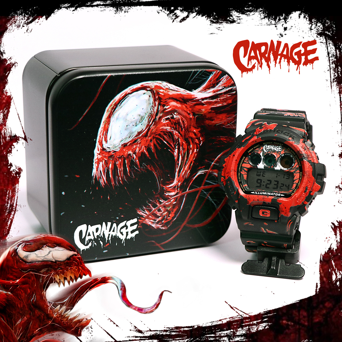Carnage G-Shock Custom on DW-6900 Watch – Custom Gorillas
