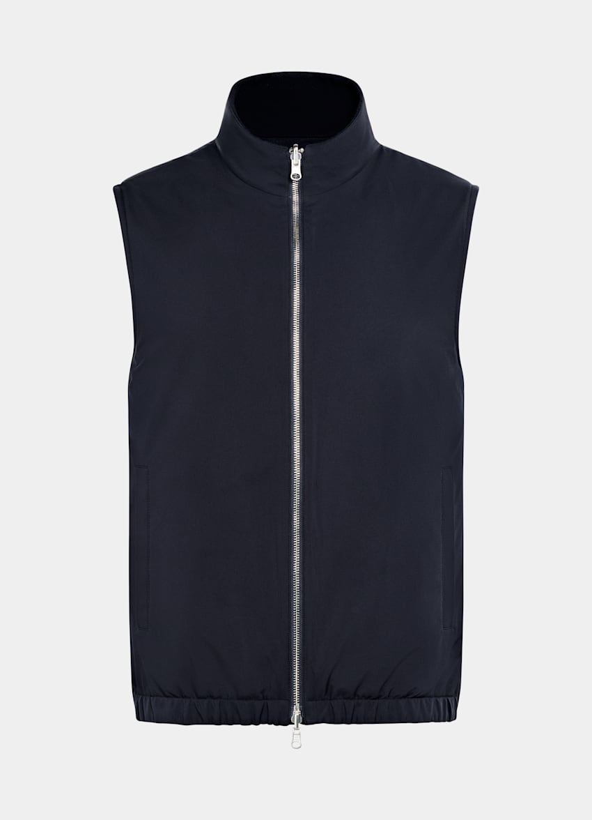 Navy Reversible Zip Vest in Pure Cashmere | SUITSUPPLY