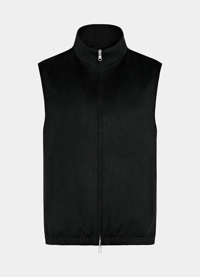 Black Reversible Zip Vest in Pure Cashmere | SUITSUPPLY