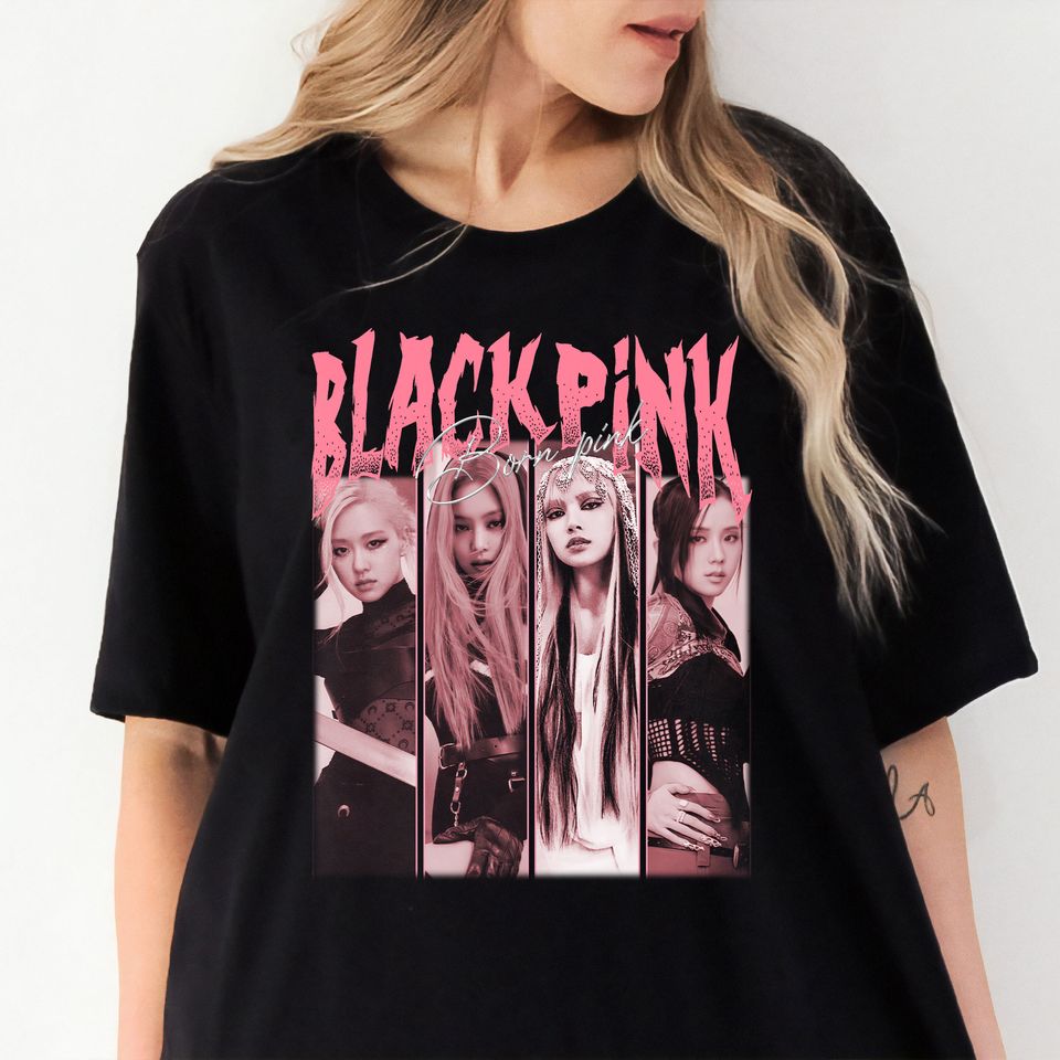 ブラックピンク tシャツ バンド tシャツ Blackpink Born Pink Retro