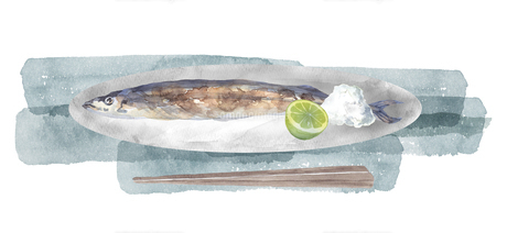 焼き秋刀魚の水彩画のイラスト素材 [FYI04887031] | ストックフォトの