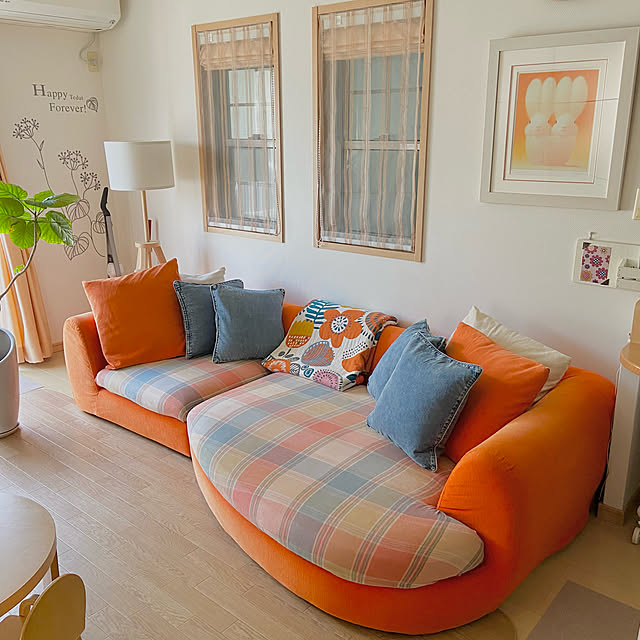 IKEA ストランモン 一人掛けソファ＆オットマンセット（オレンジ