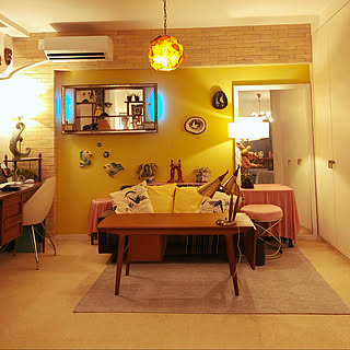 ビンテージ アンティーク 60s 70s サイドテーブル 黄 ミッド