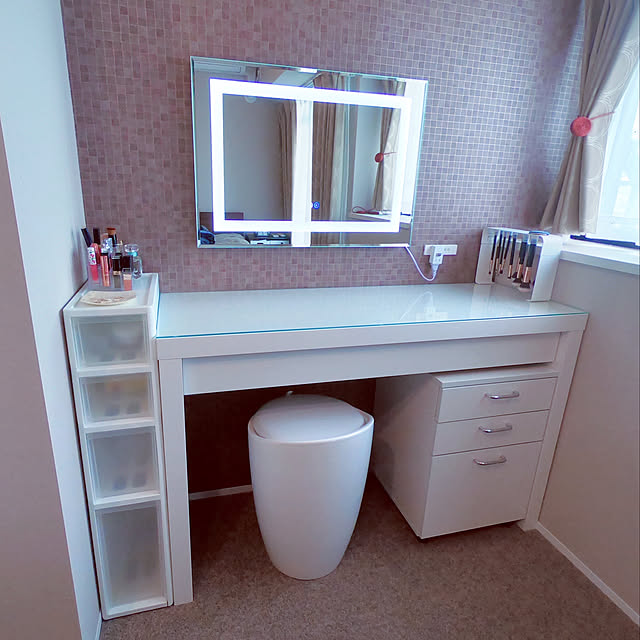 IKEA MALM ドレッサー ホワイト 120x41 cm ガラス天板付き