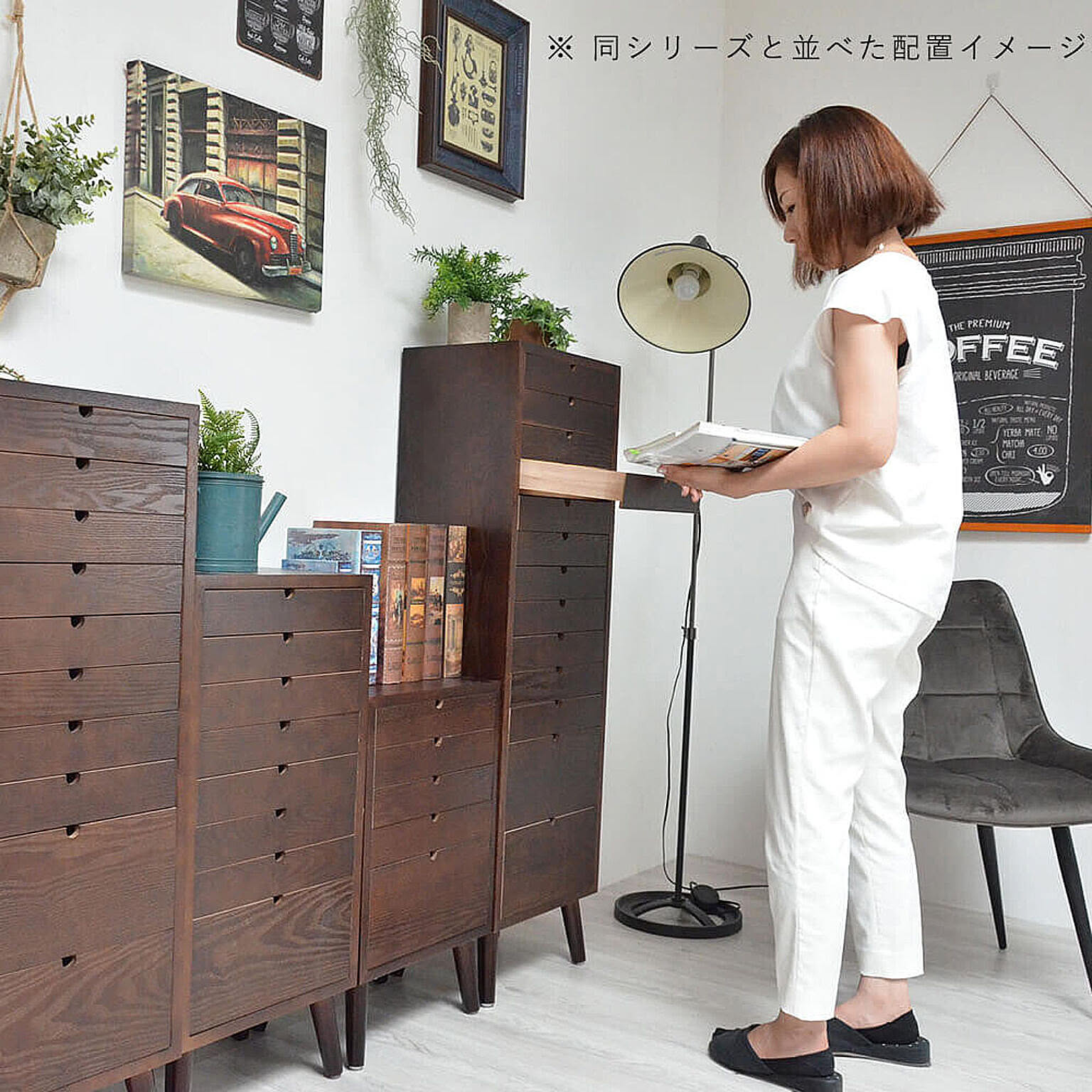 ナイトテーブル 121148 グレー 木製 アンティーク 家具 カントリー