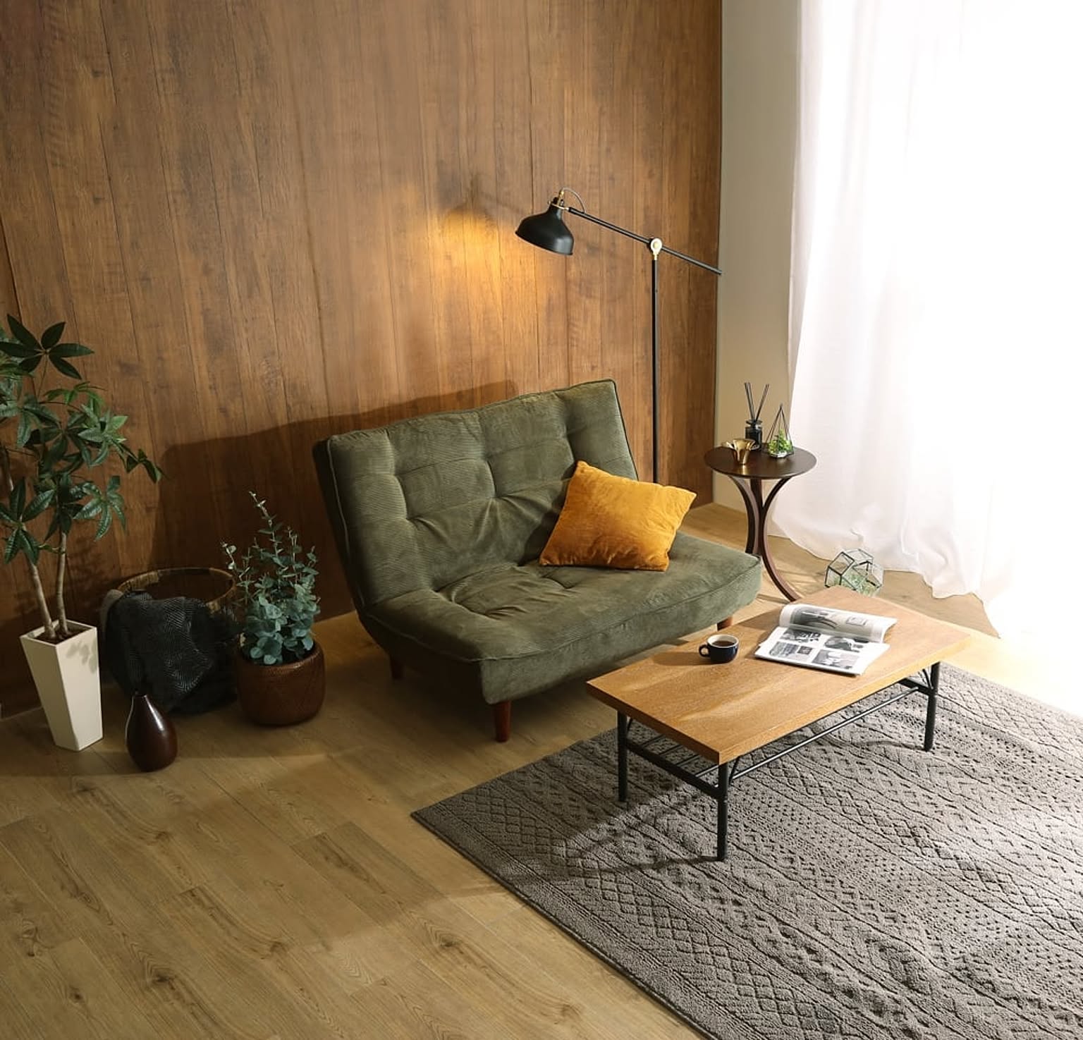 2P リクライニング コーデュロイ ソファ グリーン - 通販 | 家具と