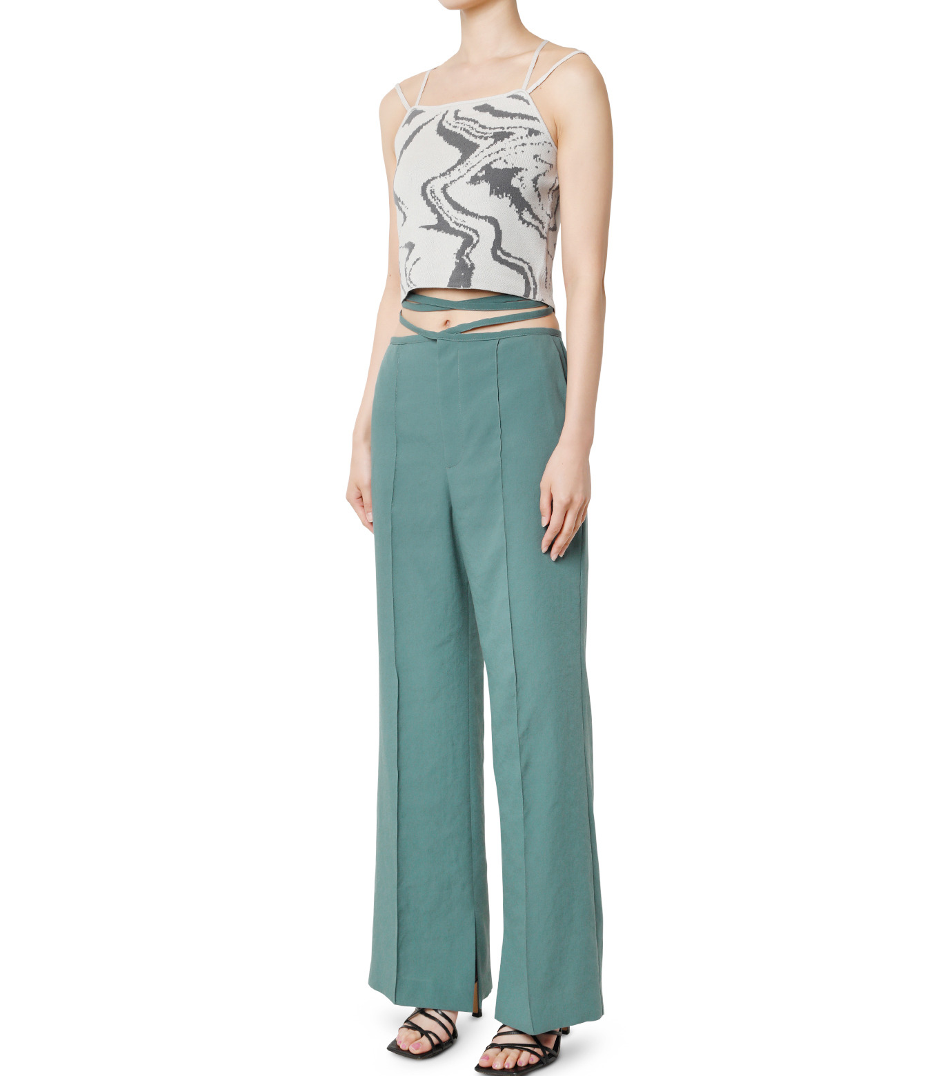 ル シェル ブルー - LE CIEL BLEU | Tie Waist Pants-Green-34の通販