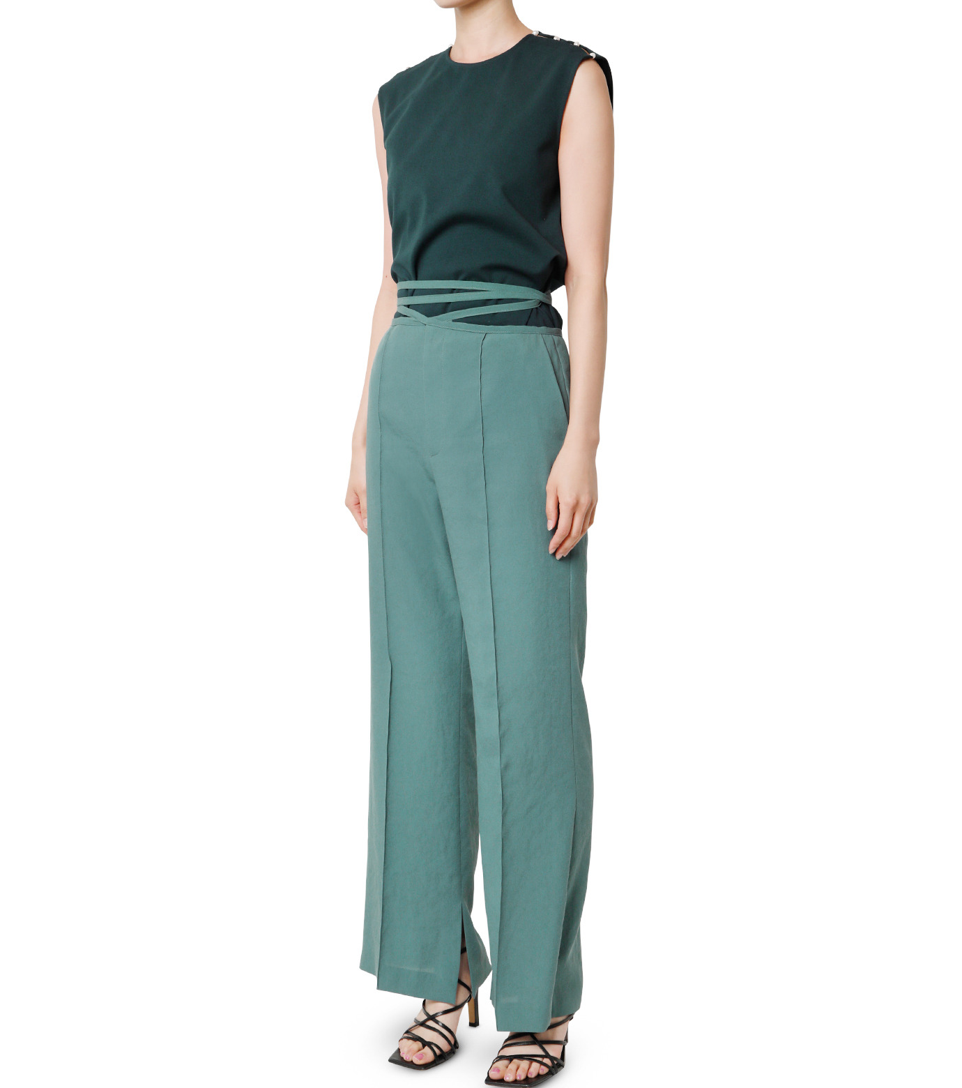 ル シェル ブルー - LE CIEL BLEU | Tie Waist Pants-Green-34の通販