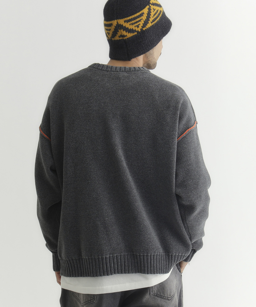 モールニットロゴクルーネックセーター(M ネイビー): トップス｜Right