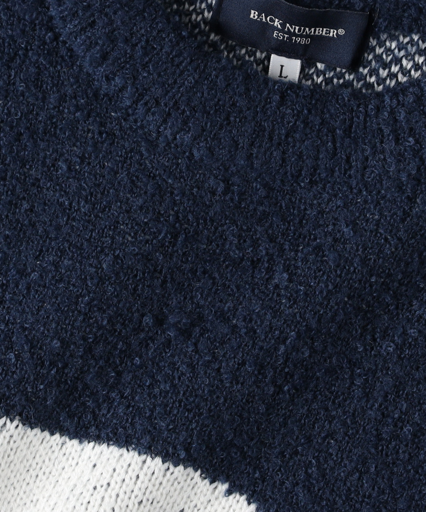 ダブルジャガードロゴクルーネックセーター(S ネイビー): トップス