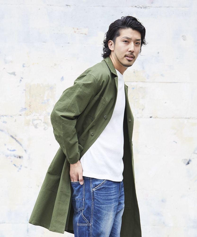 和紙デニム」ショップコート メンズ(S オリーブ): ジャケット/アウター