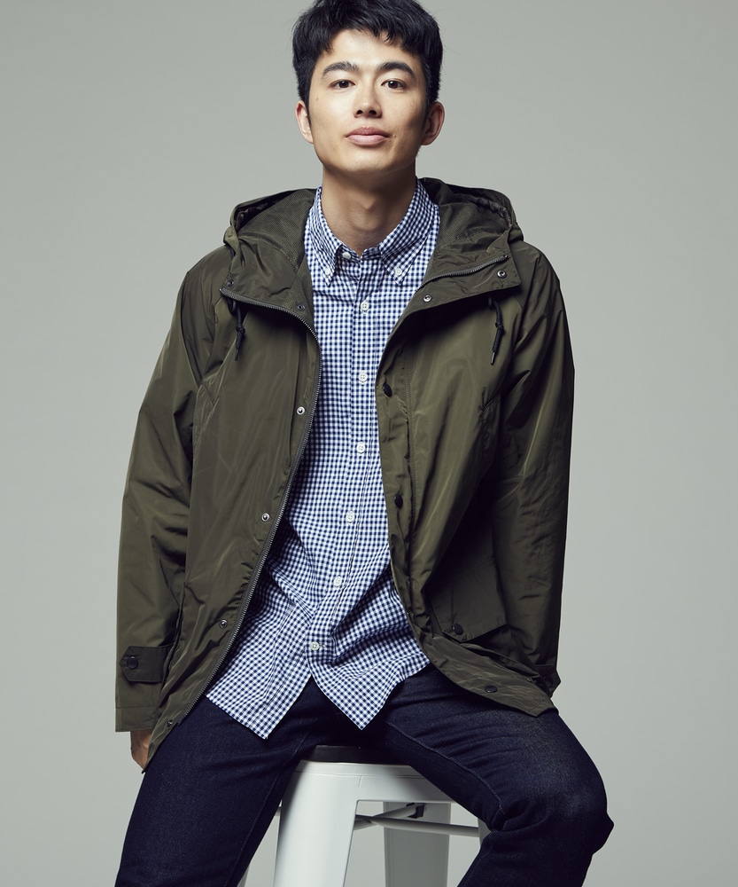 ナイロンフード付きジャケット メンズ(M オリーブ): ジャケット