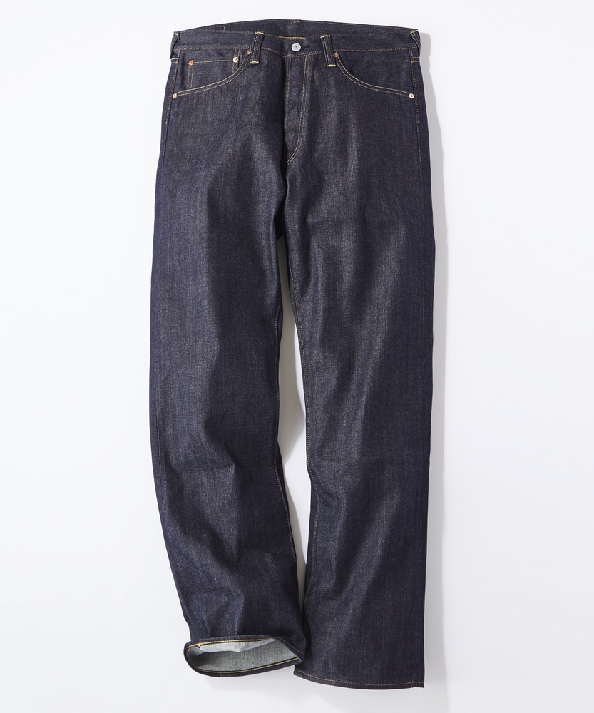 9001赤耳セルビッジワイドデニムパンツ グレーペンキステッチ メンズ