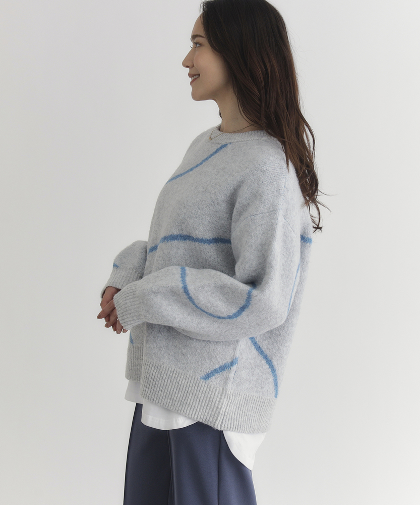 ヘンケイライン柄セーター(S ライトグレー): トップス｜Right-on公式