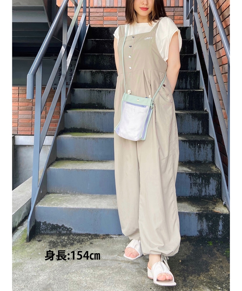 パッカブルオーバーオール(M-L オリーブ): オールインワン/サロペット