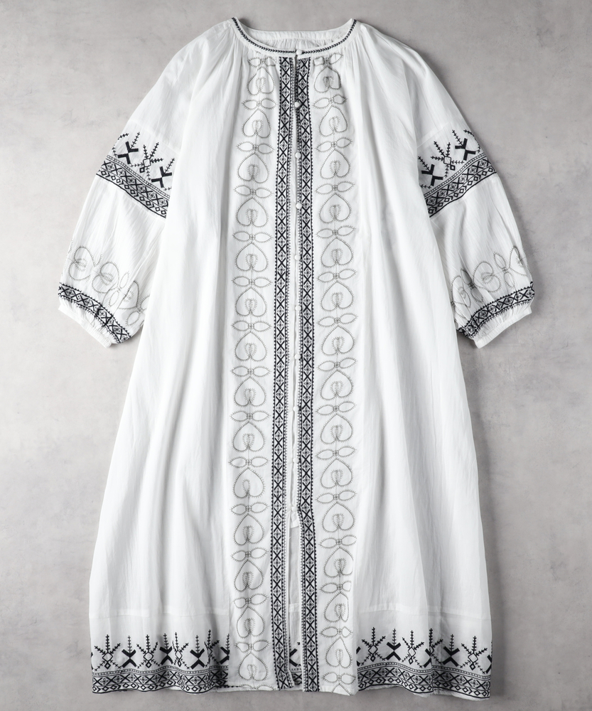 インド刺繍」ワンピース(M ホワイト): ワンピース/チュニック｜Right