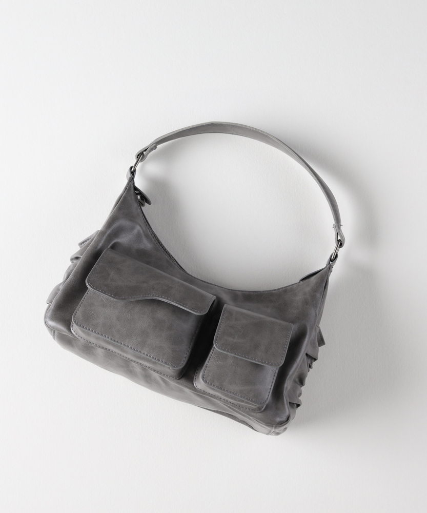 ダブルポケットワンショルダーバッグ(ONE SIZE グレー): ファッション