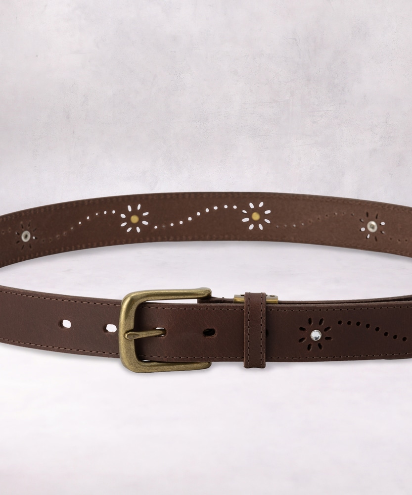 30ストーンパンチングベルト(ONE SIZE ブラウン): ファッション雑貨