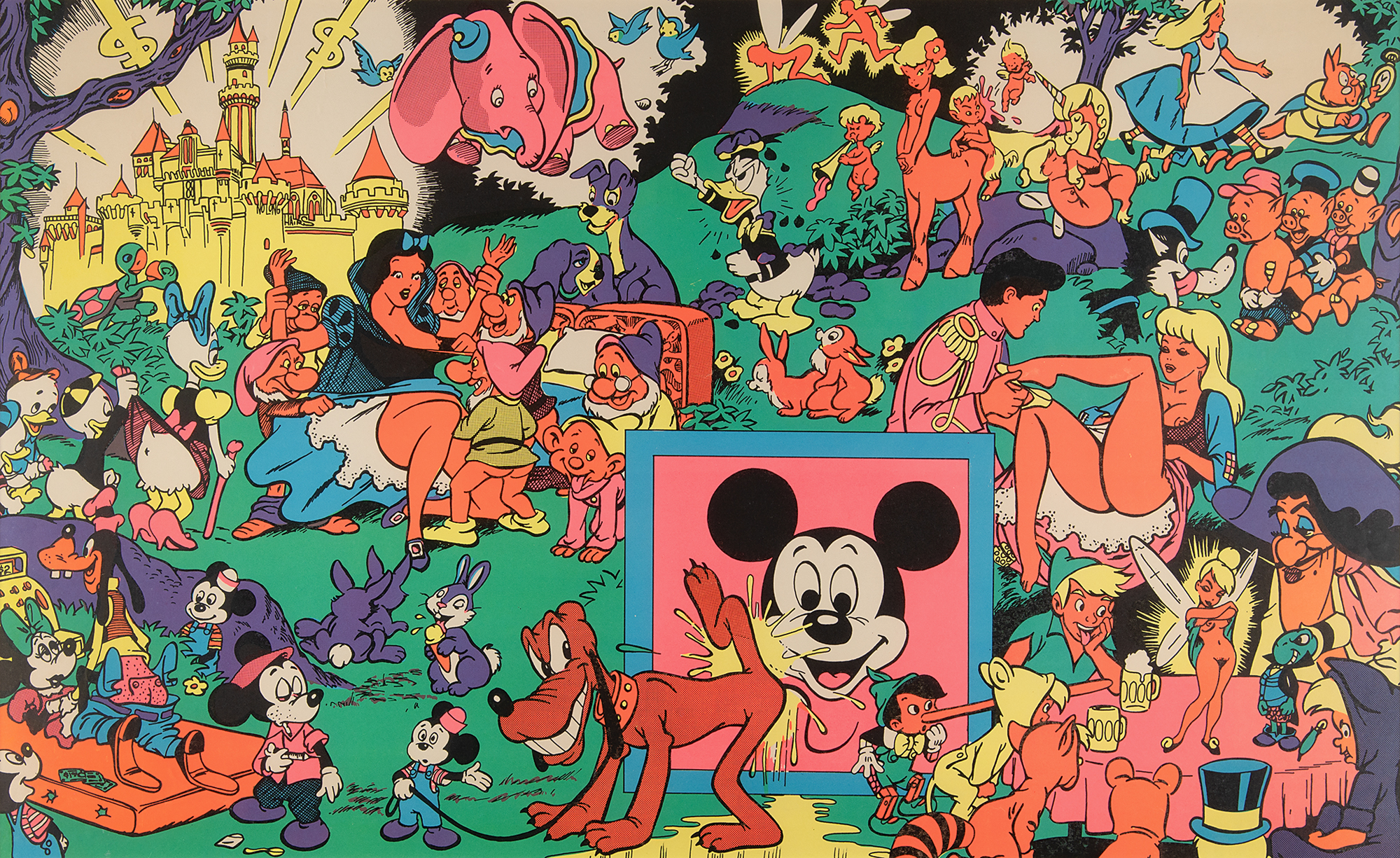 Disney 'The Disneyland Memorial Orgy' Black Light Poster by Wally Wood