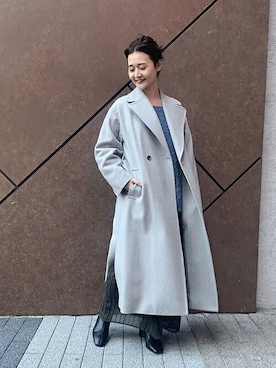 SUPER100メルトン ビックラペルコート◇を使った人気ファッション