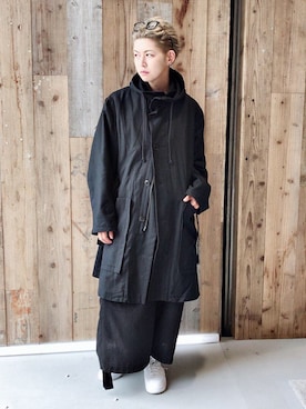 Ann DEMEULEMEESTERのモッズコートを使ったメンズ人気ファッション