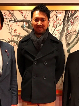 BURBERRY BLACK LABELのピーコートを使ったメンズ人気ファッション