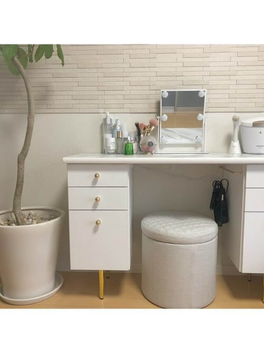 フッツェ ハリウッドミラー ラウンド L ホワイト