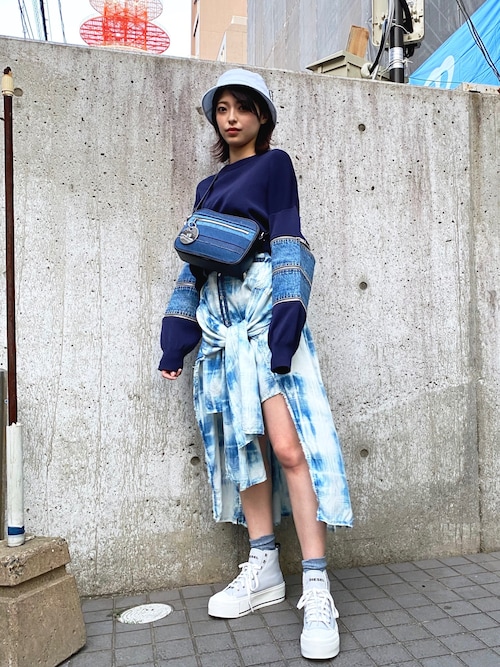 DIESEL（ディーゼル）の「レディース ニット デニム 切り替え ジップ