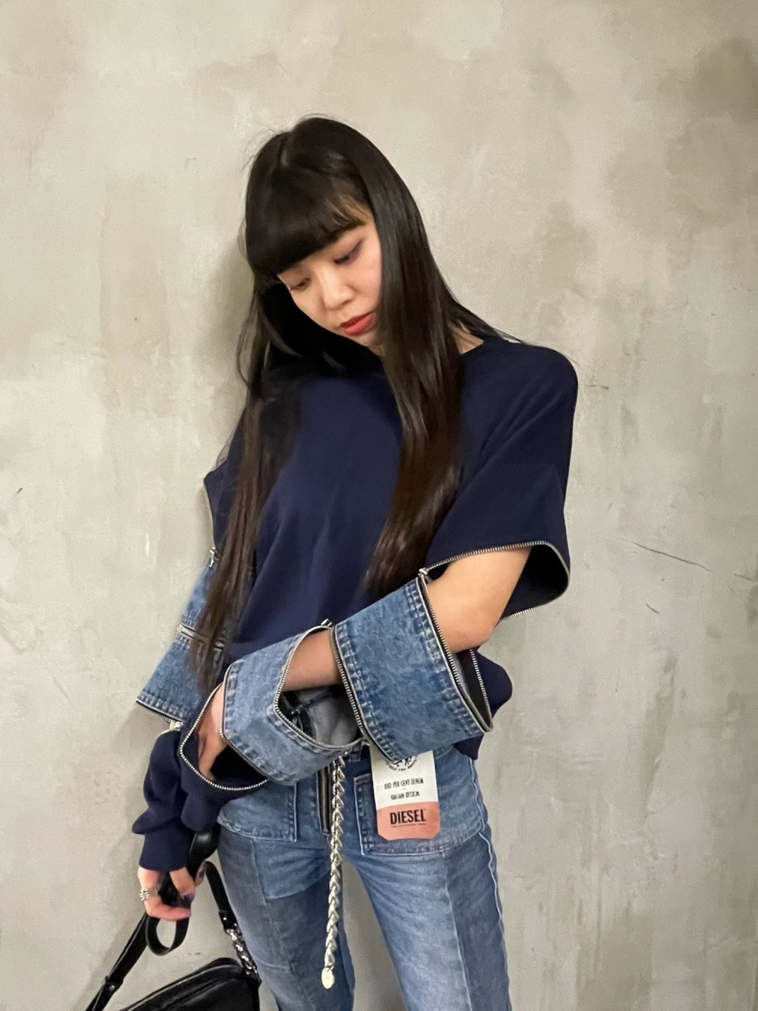 DIESEL（ディーゼル）の「レディース ニット デニム 切り替え ジップ