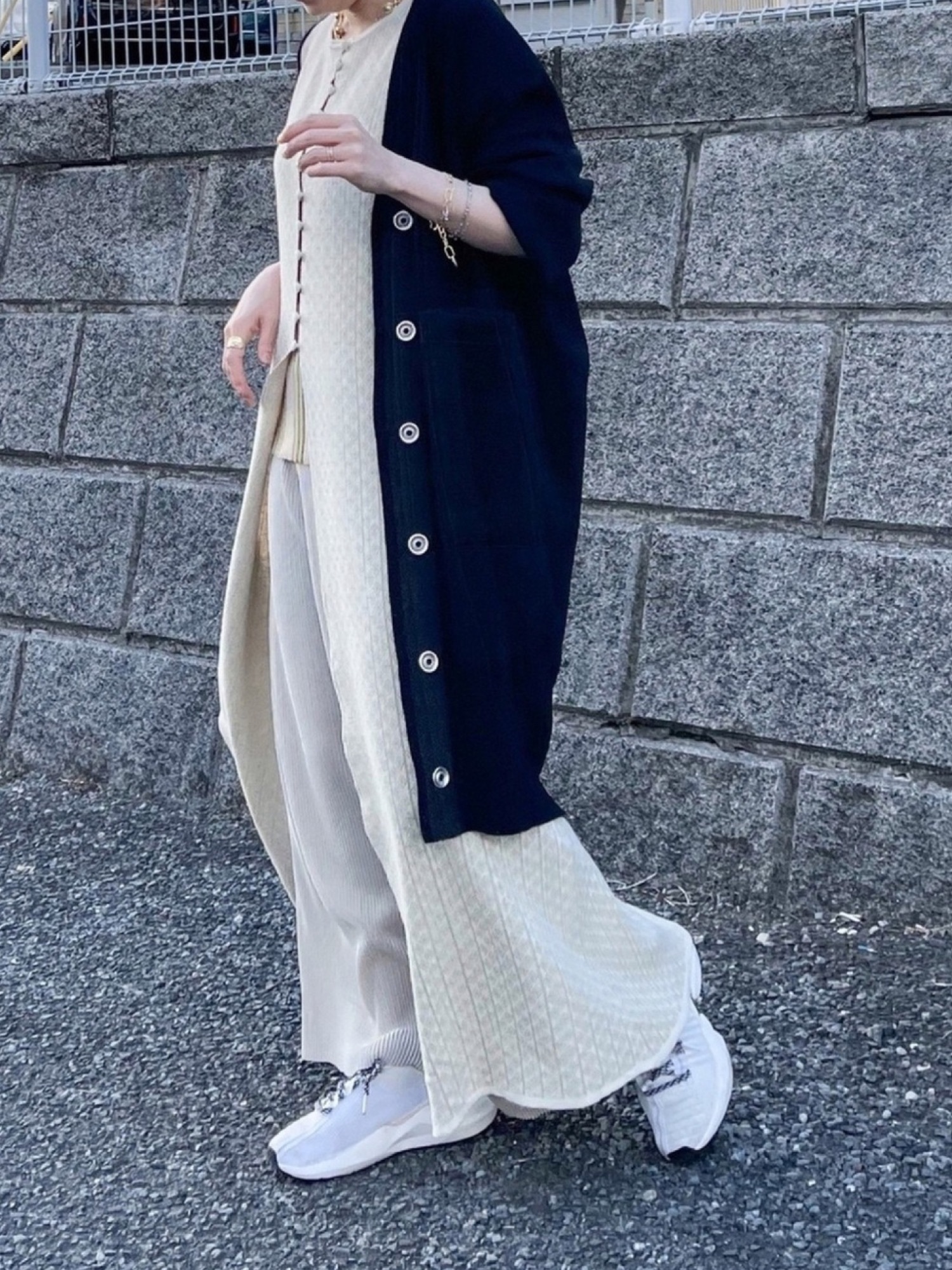 UN3D.（アンスリード）の「メッシュオーバーカーデ（カーディガン