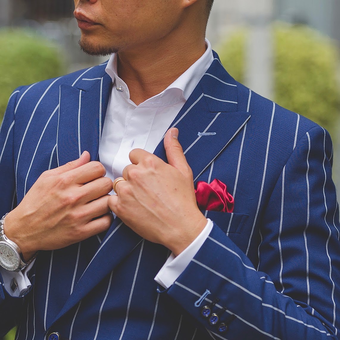 ネイビーストライプスーツ 結婚式 メンズ | トキハナ