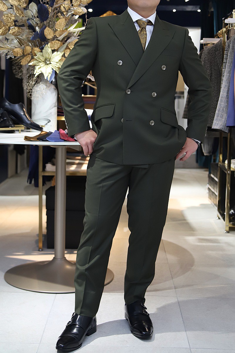 カーキダブルスーツ 結婚式 メンズ | トキハナ