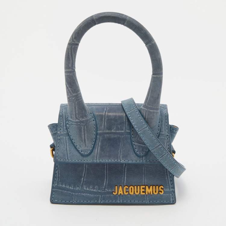 Jacquemus Blue Croc Embossed Leather Le Chiquito Mini Bag