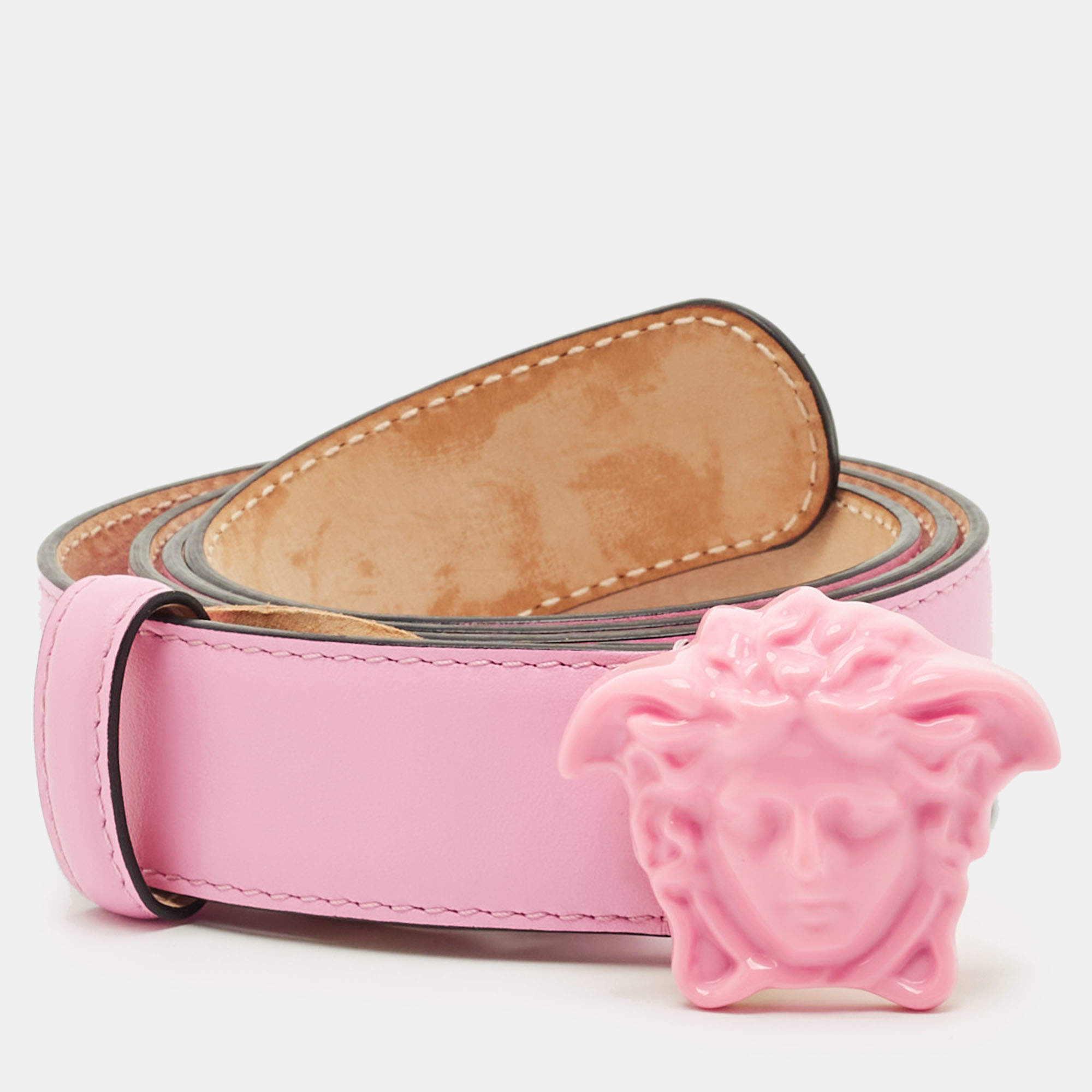 Versace Pink Leather Medusa Buckle Belt 85CM | eBay