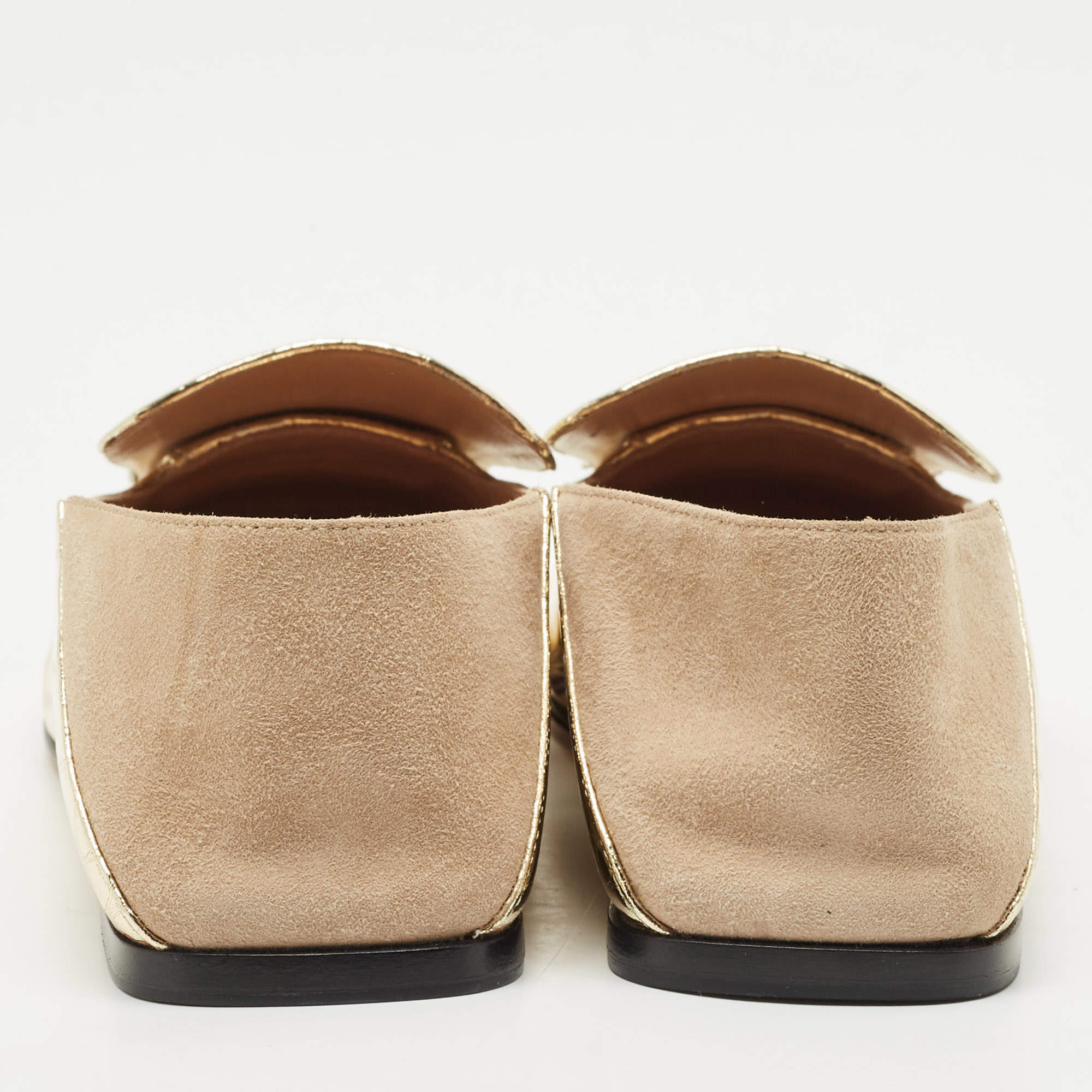 Sergio Rossi Silver Leather and Suede SR1 Loafers Size 38 Sergio