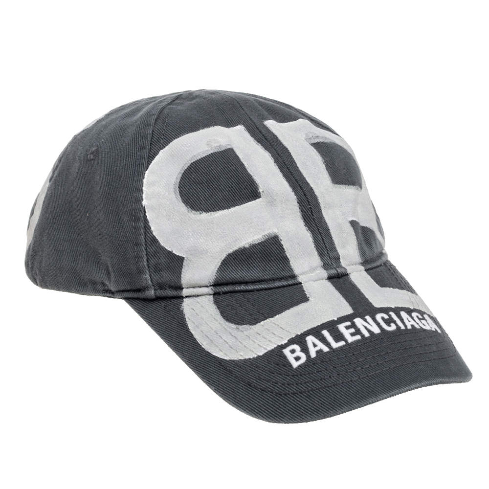 Balenciaga Grey Organic Cotton BB Sprayed Baseball Cap L