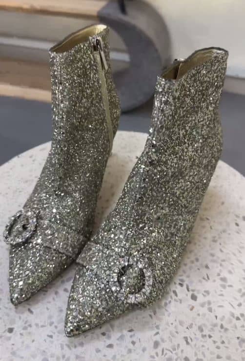 Jimmy Choo Metallic Silver Glitter Hanover Crystal Embellished