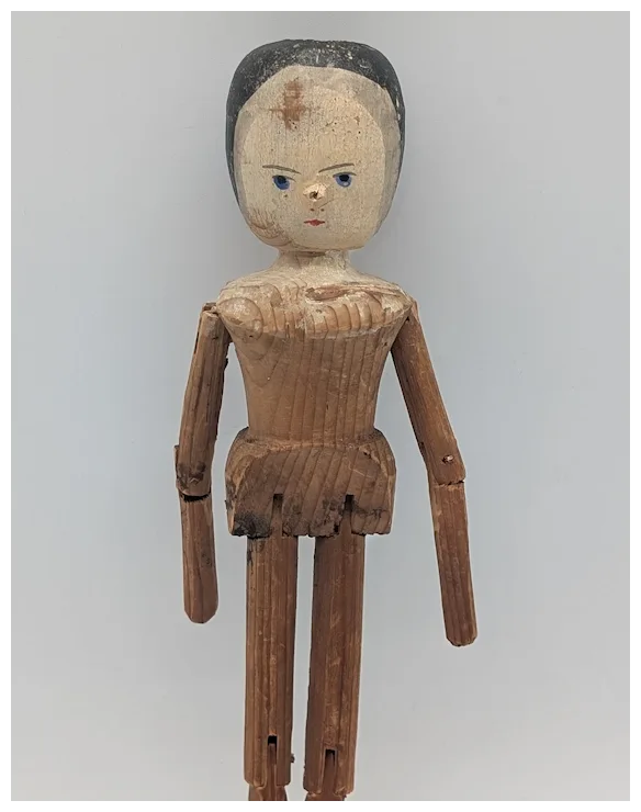Worn But Wonderful Peg Wooden Antique Grodnertal Doll Carved Fully