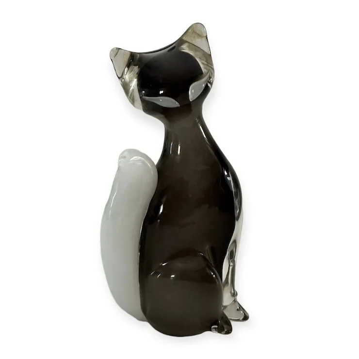 Murano Archimede Seguso Glass Cat Sculpture Paperweight. For Sale