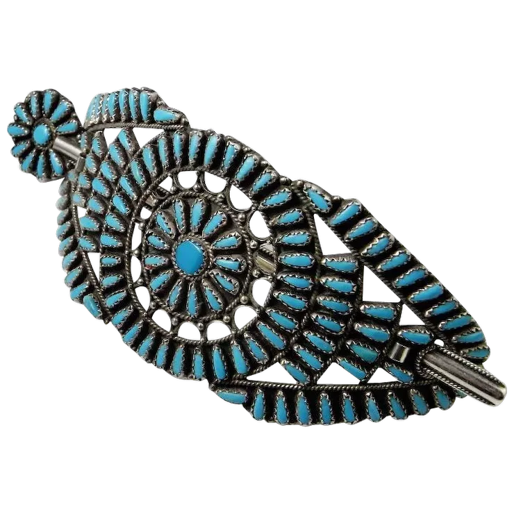 Astonishing designer signed custom Zuni Fine Turquoise American
