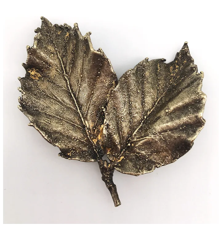 Vintage Flora Danica Leaf Brooch Sterling Silver 925 Eggert