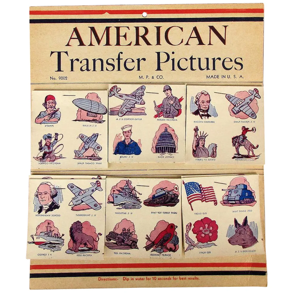1940s ~ American Transfer Pictures ~ 144 Decals - Tattoos Military