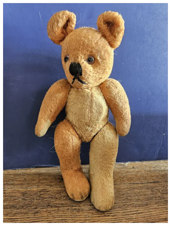 Adorable Vintage Orange Teddy Bear with Push Tummy Squeaker