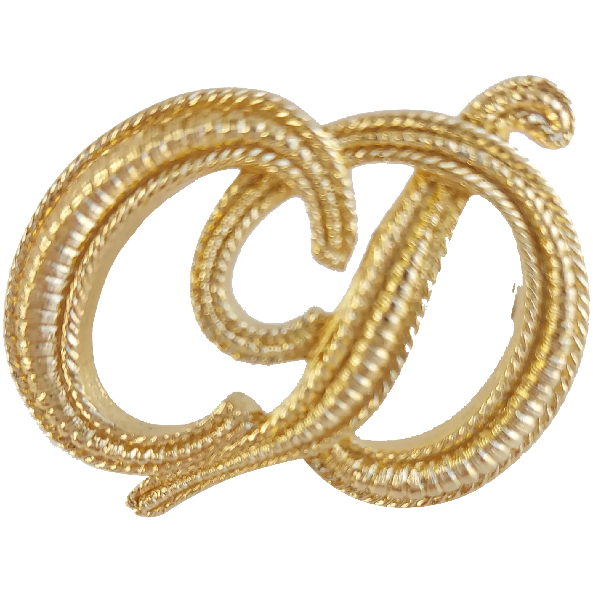 Vintage CHRISTIAN DIOR Logo CD Gold Tone Textured Brooch, Pin. For