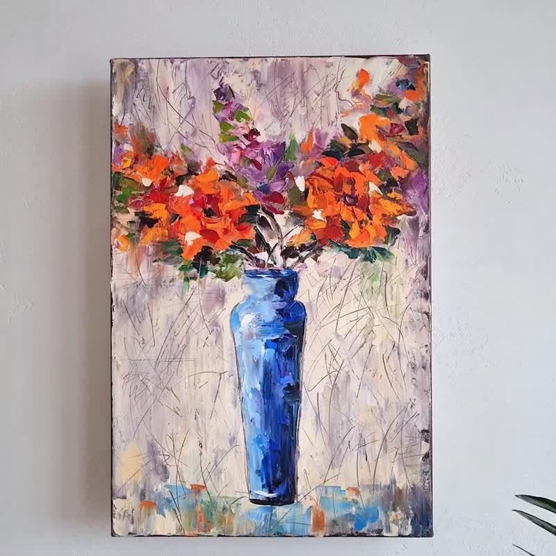 ロシア 花のオリジナル油絵キャンバス油彩抽象画花瓶の花 Artdilia