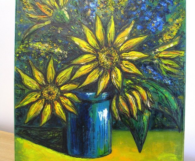 ラトビア 抽象的な花油絵キャンバス印象派スタイルアート家の装飾 DCS